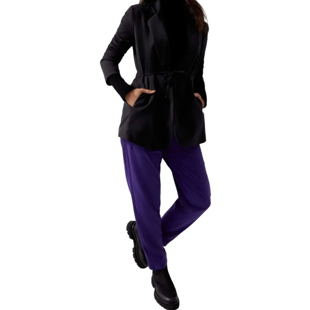 Athleta Womens Brooklyn Lined Pants Purple Ribbed Waist Size 6/T - Picture 3 of 16